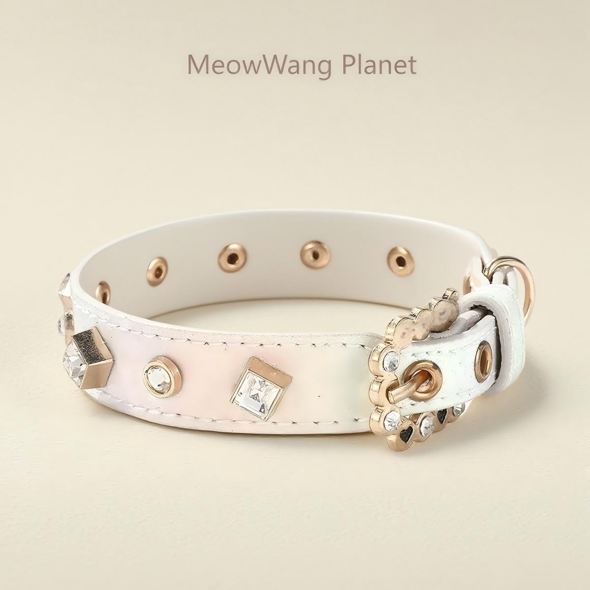 Dog Cat Collar Luxury Gemstone Pet Collar Leash Set Handcrafted Jewel Accented Necklace Style Neck Strap For Cats Small To Medium Dogs Elegant Adjustable Walking Accessory Luxury Pet Gift For Cats Dog