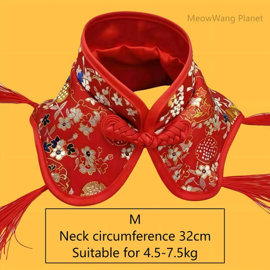 Handcrafted Chinese Inspired Pet Cape Cheongsam Style Cloak With Traditional Knot For Cats Small Dogs Elegant Four Season Pet Cape With Classic Chinese Button Detailing Stylish Lightweight And Cultura