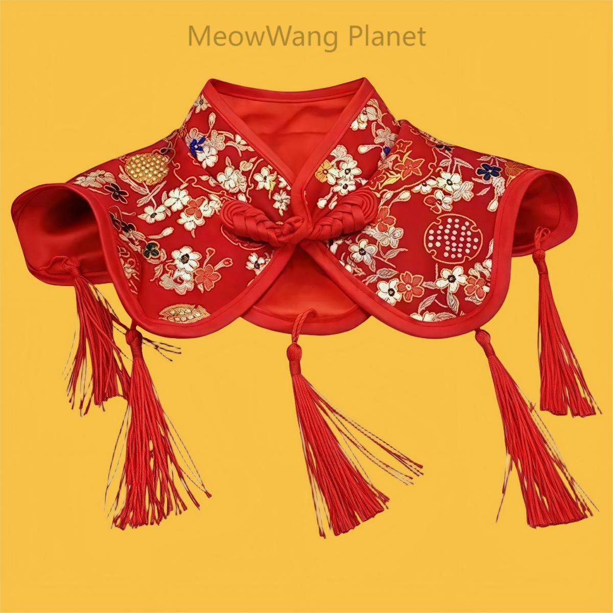 Handcrafted Chinese Inspired Pet Cape Cheongsam Style Cloak With Traditional Knot For Cats Small Dogs Elegant Four Season Pet Cape With Classic Chinese Button Detailing Stylish Lightweight And Cultura