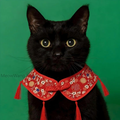 Handcrafted Chinese Inspired Pet Cape Cheongsam Style Cloak With Traditional Knot For Cats Small Dogs Elegant Four Season Pet Cape With Classic Chinese Button Detailing Stylish Lightweight And Cultura