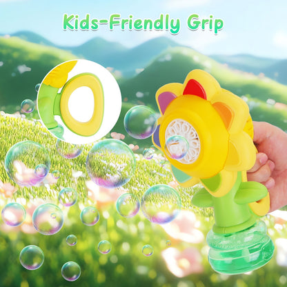 Kids Dancing Sunflower Bubble Machines | Rechargeable 2-Pack Bubble Maker with Lights, Fun Outdoor Summer Toy for Toddlers