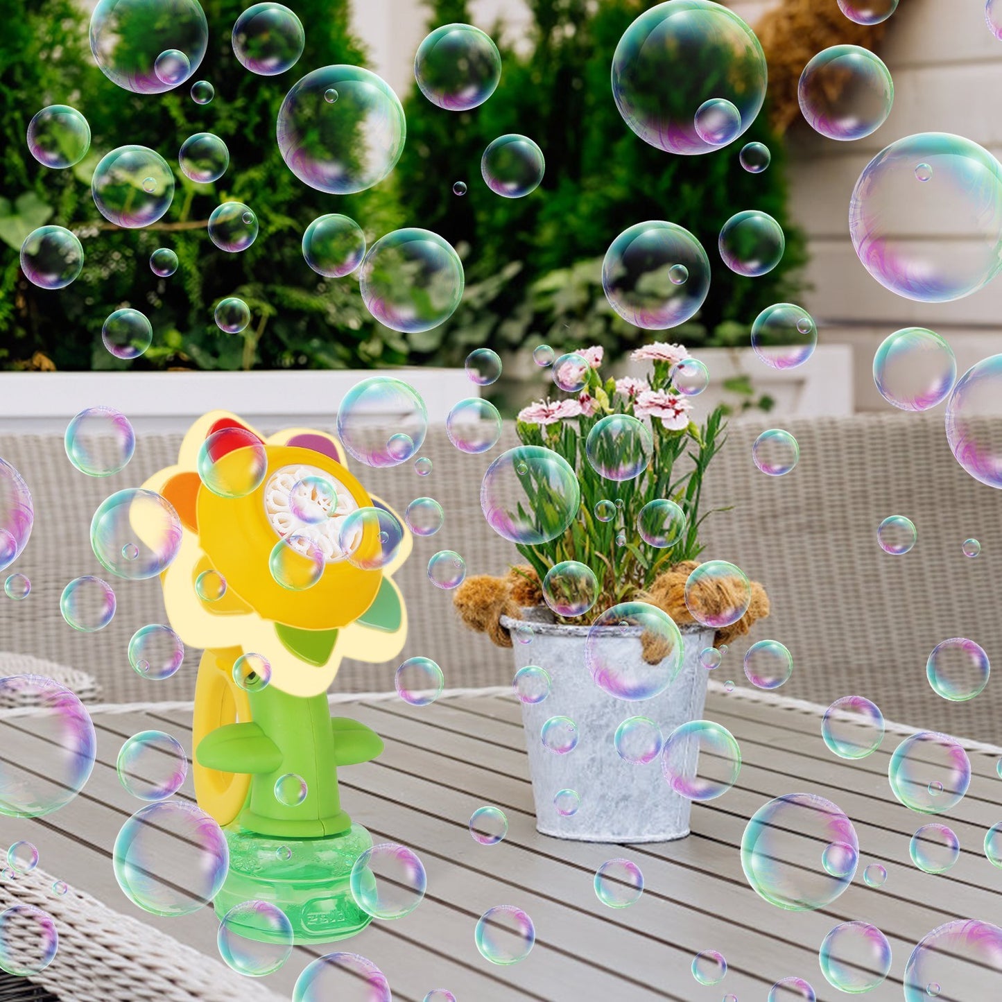 Kids Dancing Sunflower Bubble Machines | Rechargeable 2-Pack Bubble Maker with Lights, Fun Outdoor Summer Toy for Toddlers
