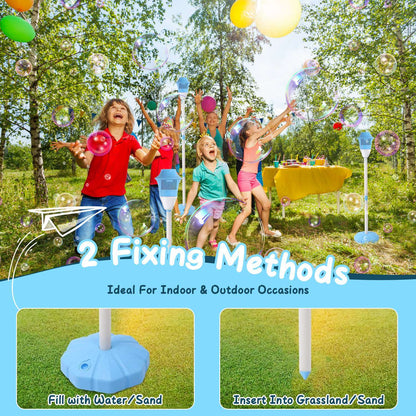 2-Pack 3-in-1 Bubble Machines | Standing Bubble Maker with Colorful Lights, Music & Adjustable Height for Parties, Weddings & Kids’ Fun