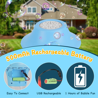 2-Pack 3-in-1 Bubble Machines | Standing Bubble Maker with Colorful Lights, Music & Adjustable Height for Parties, Weddings & Kids’ Fun