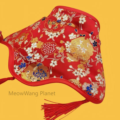 Handcrafted Chinese Inspired Pet Cape Cheongsam Style Cloak With Traditional Knot For Cats Small Dogs Elegant Four Season Pet Cape With Classic Chinese Button Detailing Stylish Lightweight And Cultura